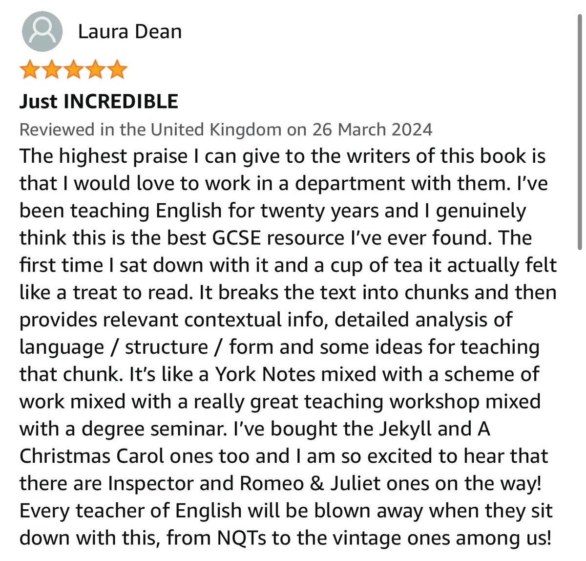 🎉600 reviews for our first book, ‘Ready to Teach: Macbeth’🎉. I wouldn’t usually post a review, but this - our 600th - perfectly encapsulated everything we wanted the book to be, and more, and we are so grateful for it. Thank you, Laura, for your EXTRAORDINARY words! @SPryke2…