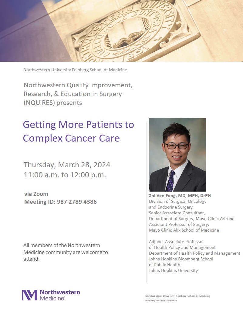 This week's seminar at @NQUIRES1 featuring a presentation from @ZhiVenFongMD. See you tomorrow!