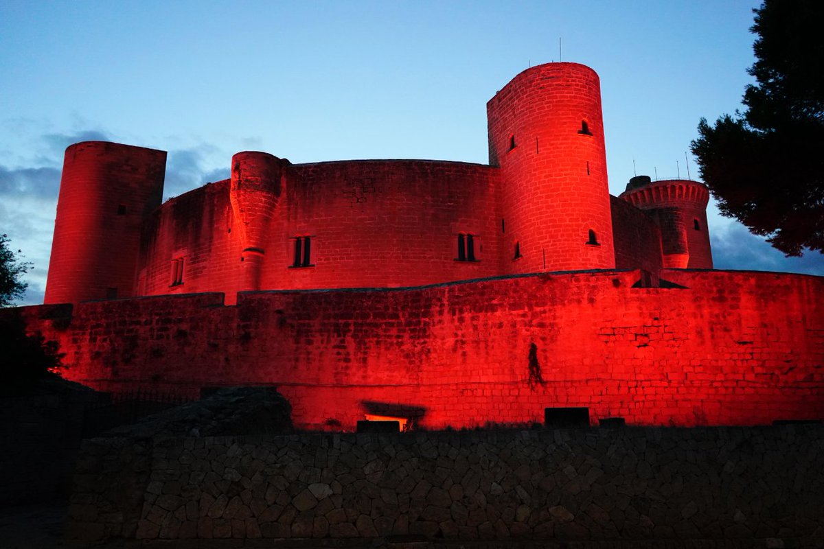 🏰 Avui s' il·luminen el castell de Bellver i Cort de vermell pel centari de la Confraria del Sant Crist de l'Agonía  ❤️ ✨

#CastelldeBellver #Il·luminacióVermell #Agonia 🌟