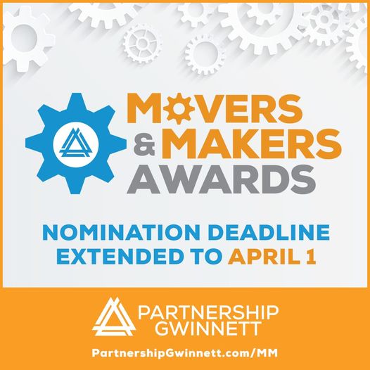 Partnership Gwinnett's Movers and Makers Awards event recognizes industry leaders in manufacturing, logistics, and our supply chain. The deadline for nominations is April 1. Nominate today! loom.ly/8lIccaI