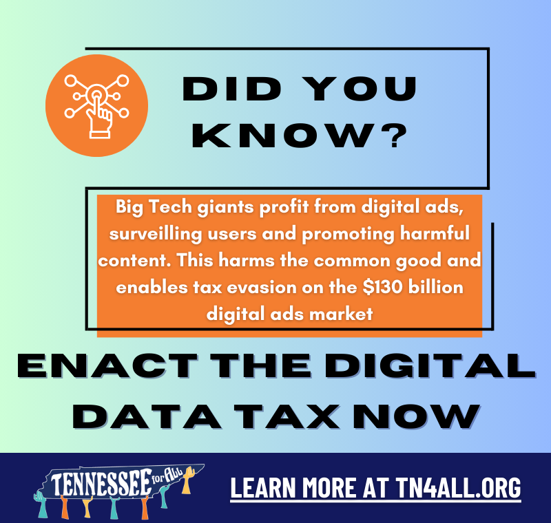 It's unjust that big tech gets away with low taxes and record profits while everyday people bear the burden. Community and labor orgs (@TN4All) are pushing to pass a digital ad tax to fund universal pre-K #TaxBigTech #FundPreK Email legislators ⬇️⬇️ actionnetwork.org/letters/tax-bi…