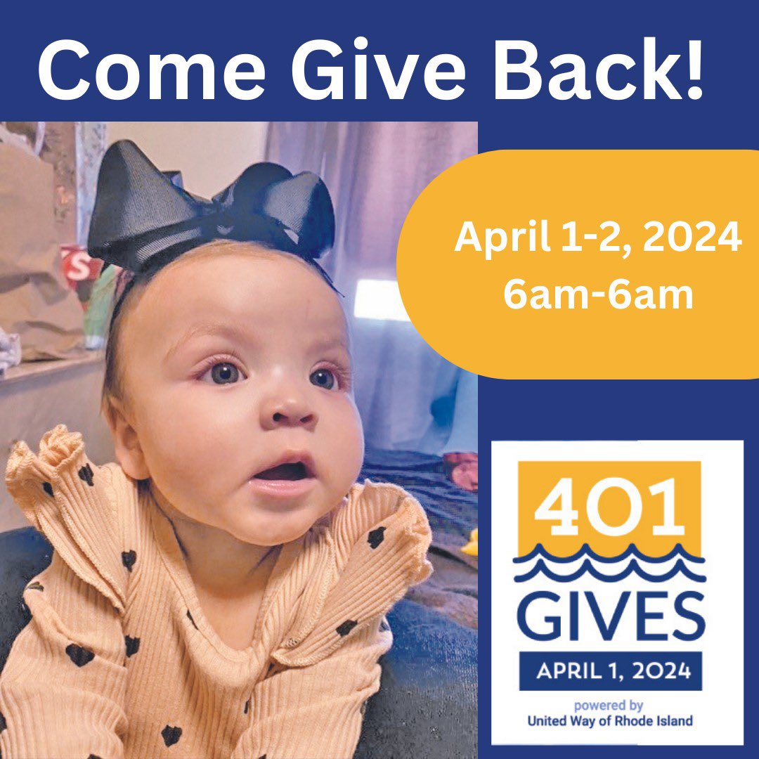 “401Gives brings people together to make a difference for local nonprofits that deliver vital services to our communities throughout the state.” – 401Gives
Mark your calendars for this years’ 401Gives two-day event powered by United Way of Rhode Island. YOU will make a difference