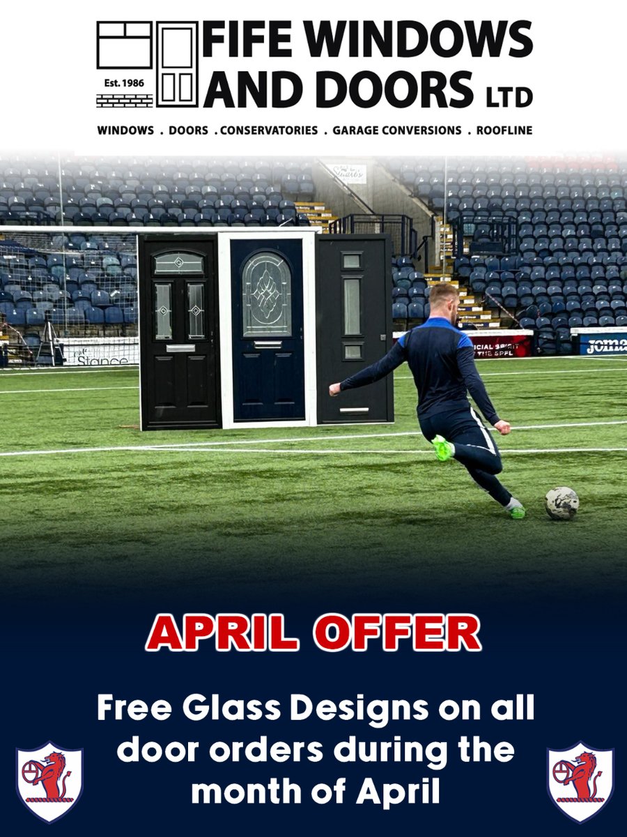 Fife_Windows's tweet image. 🚨📣 APRIL OFFER 📣🚨

As part of our Partner Spotlight with Raith Rovers FC we are offering a FREE decorative glass design upgrade with every door ordered during the month of April. To take advantage of this offer, simply quote &apos;COYR&apos; when placing your order.