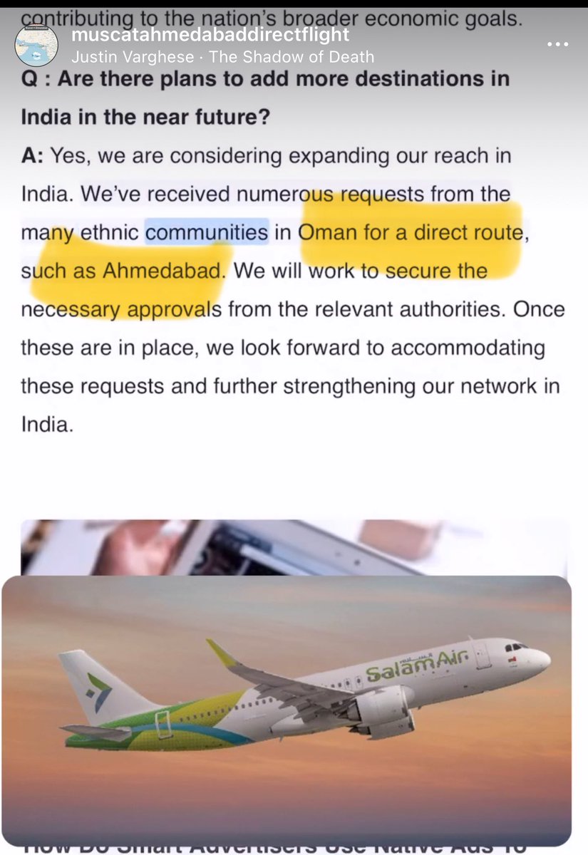 MCTtoAMDFlight's tweet photo. @niyatiparikhTOI  Can you support and review why #MuscatAhmedabadDirectFlight was stopped and will it restart. @SalamAir CEO commented that they will start the flight if permission granted then why injustice to people of Gujarat in Oman.

Send the mail for same please check. 🤞🏻 https://t.co/hgi9821vF5