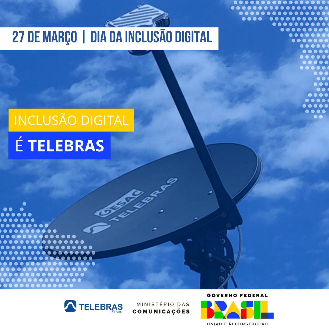 Dia da Inclusão Digital 🚀 | A #Telebras tem o compromisso de tornar a internet cada dia mais inclusiva, promovendo oportunidades de aprendizado, crescimento e conexão para cada cidadão brasileiro.