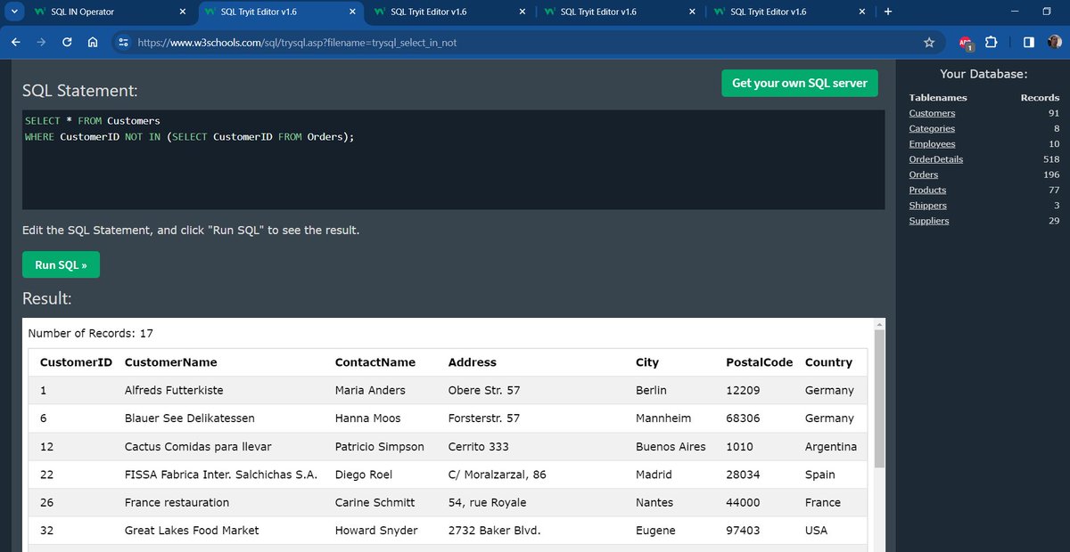 HectorGeek's tweet image. Estudiando/repasando #SQL  en la #w3schools.
Está entretenido la verdad.