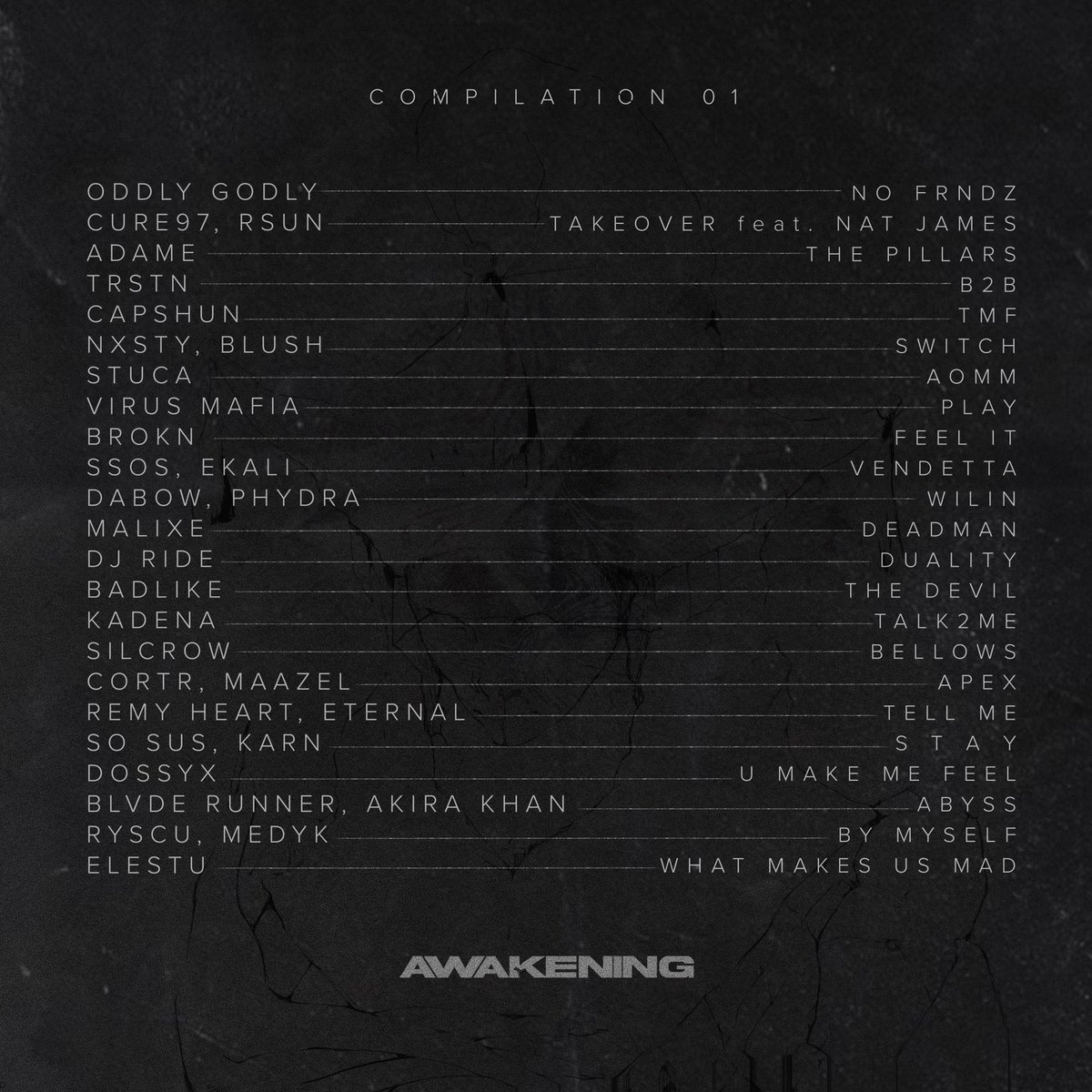 AWAKENING COMPILATION 01 TRACKLIST I've been working on this project relentlessly for the last year. The goal was to find the best artists in the underground scene and put together an album that plays like an Awakening Mix front to back - spanning multiple genres and emotions. I…