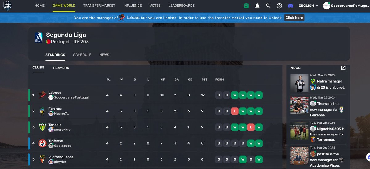 First place so far in Portuguese 2nd division with Leixões 😎

Soccerverse

beta.soccerverse.io/?ref=Soccerver…