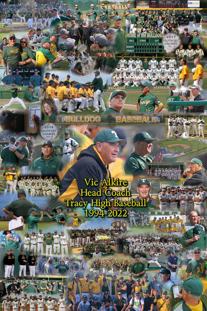 The Tracy Unified School District Board has voted to name the Tracy High Baseball Field (at Monte Vista Middle School) 'Vic Alkire Field.' This action recognizes the significant accomplishments Vic had in the THS Baseball program from 1994-2022.