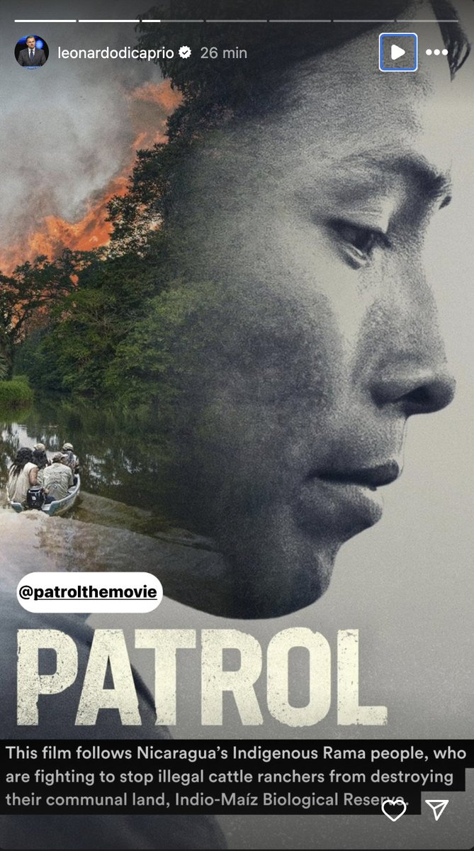 Miren esta belleza 😍😍😍 @LeoDiCaprio acaba de poner en su Instagram su lista de 5 films ambientalistas que recomienda ver, e incluyó a ¡Patrullaje!!!!!! @PatrolTheMovie Nuestra peli hecha con las uñas al lado de grandes como Virunga. Felicidades @CamiloBelli por este gran…