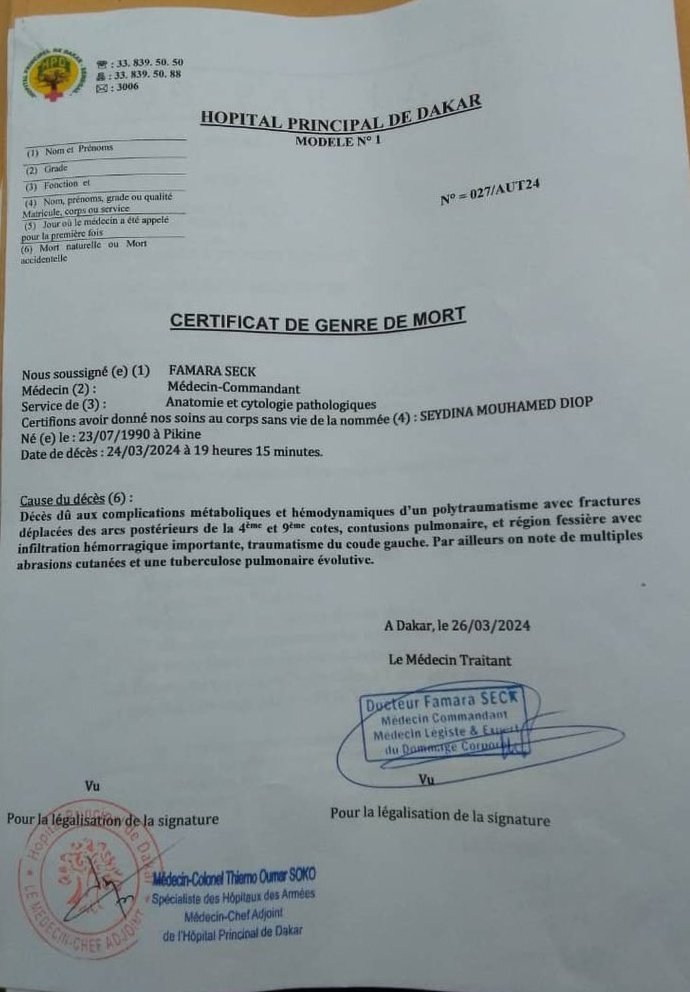 Ilangabet's tweet photo. Seydina Mouhamed Diop 34 ans a été battu à mort par les FDS le 24/03/2024 à Pikine.

Paix à son âme. Est-ce lié à la répression politique ? Quelle tristesse. https://t.co/u2BykpaT6i