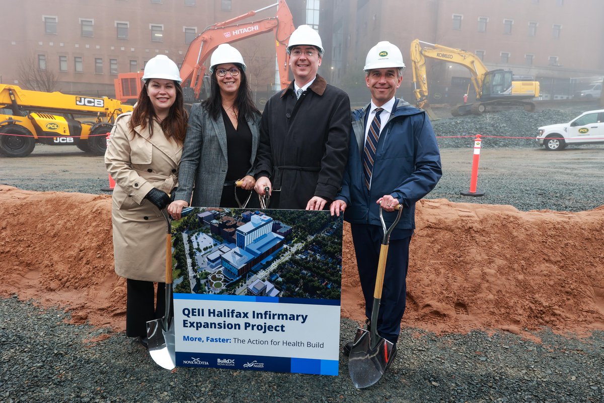 BuildNovaScotia's tweet photo. Health and Wellness Minister Michelle Thompson broke ground today on the largest healthcare infrastructure project ever considered in the history of Nova Scotia. Work has started on the QEII Halifax Infirmary Expansion Project with heavy equipment, site trailers and fencing now in place. Construction of a new emergency department entrance and renovations to the ambulance entryway will start first.

(Photos courtesy of Communications Nova Scotia)

@PCLConstruction, @nsgov, @nshealth, @HealthNS