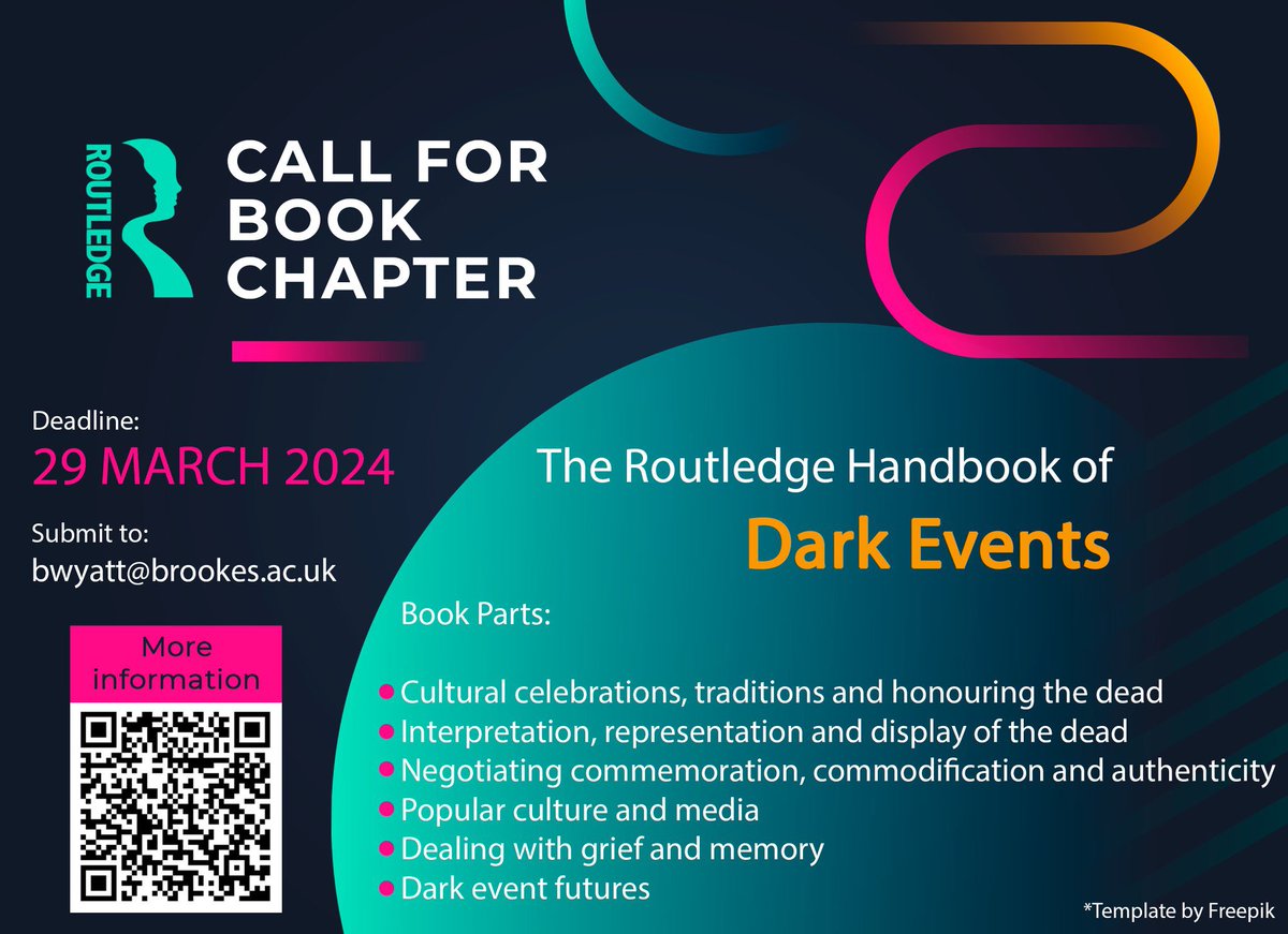 Just 24 hours left to propose a chapter for our new Routledge Handbook of Dark Events! If you have an idea for a chapter and would like to discuss it, DM me, or see the details for abstract submission ⬇️