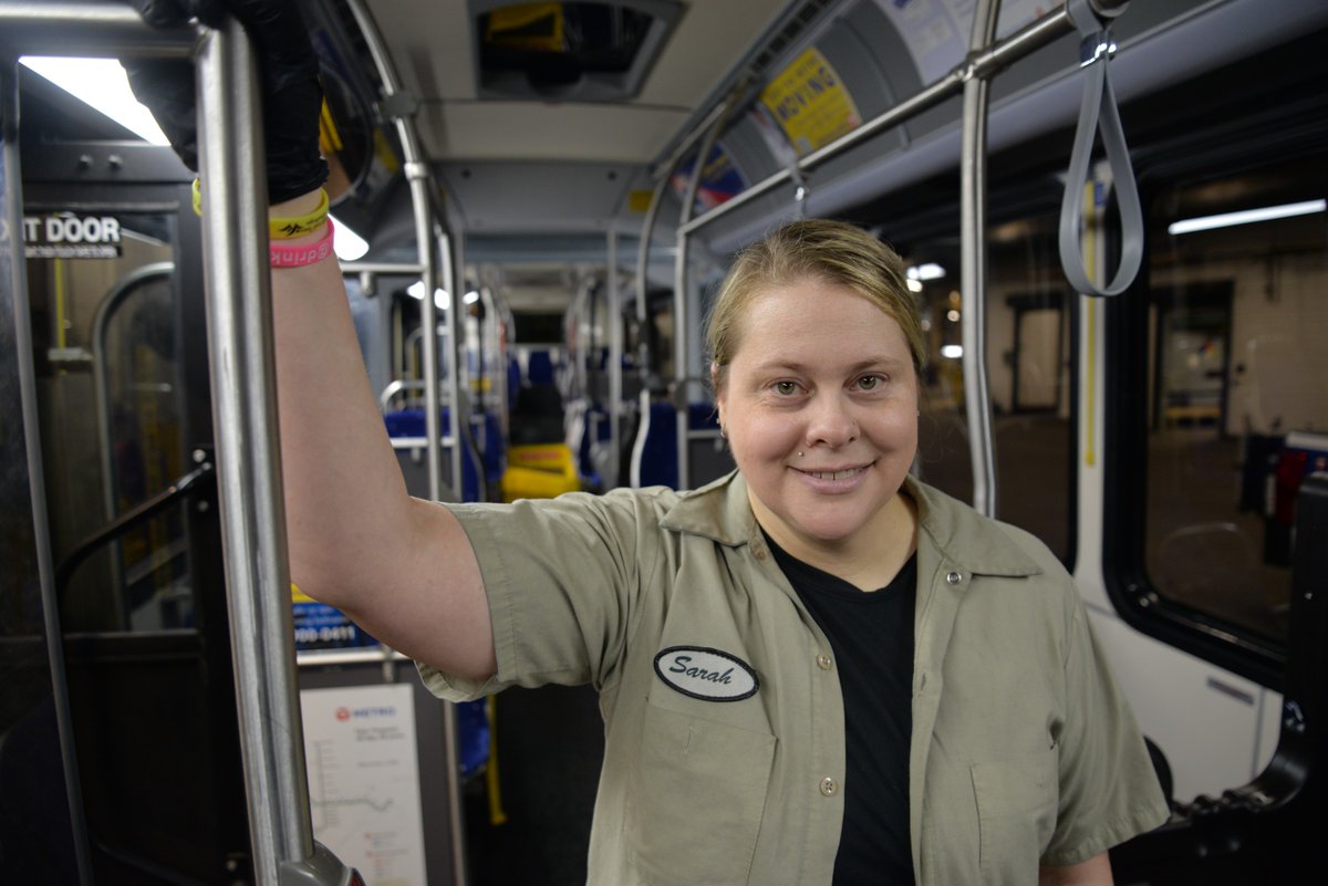 Olson became a bus cleaner 5 years ago when she returned to the workforce after being a stay-at-home mother. “I looked at a lot of different jobs,” she said. “And Metro Transit had better benefits and pay than others.” We’re hiring bus cleaners! metrotransit.mn/Cleanerjobpost… #NCW