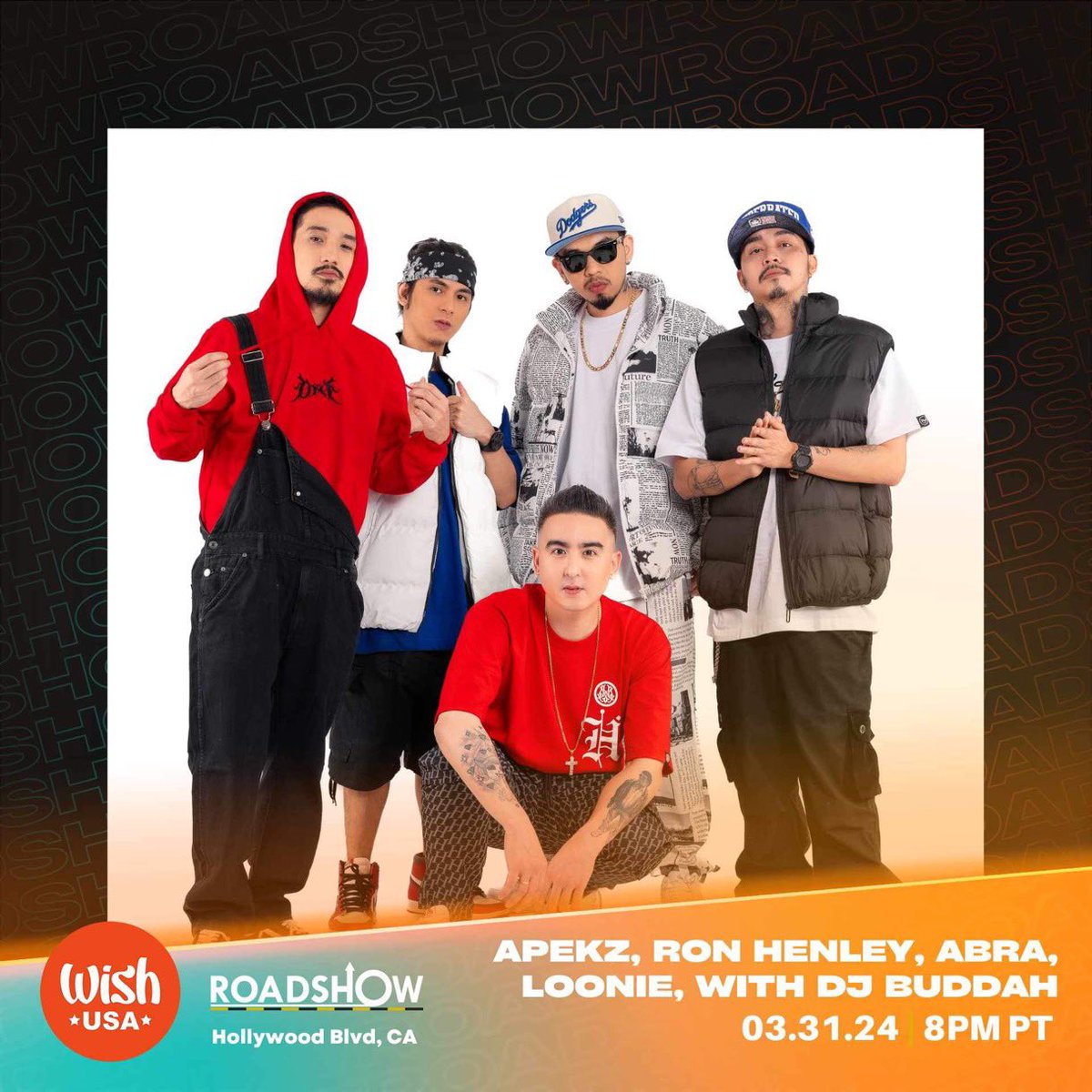 Join us on March 31 at 8pm PT at Hollywood Boulevard near the Dolby Theater for the Wish USA Roadshow with the ARAL 2024 US Tour Artists!

Hear LIVE the beats of Apekz, Ron Henley, Abra, Loonie, and DJ Buddah. See you there, Wishers! 🌟

#WishRoadshow #ARAL2024USTour