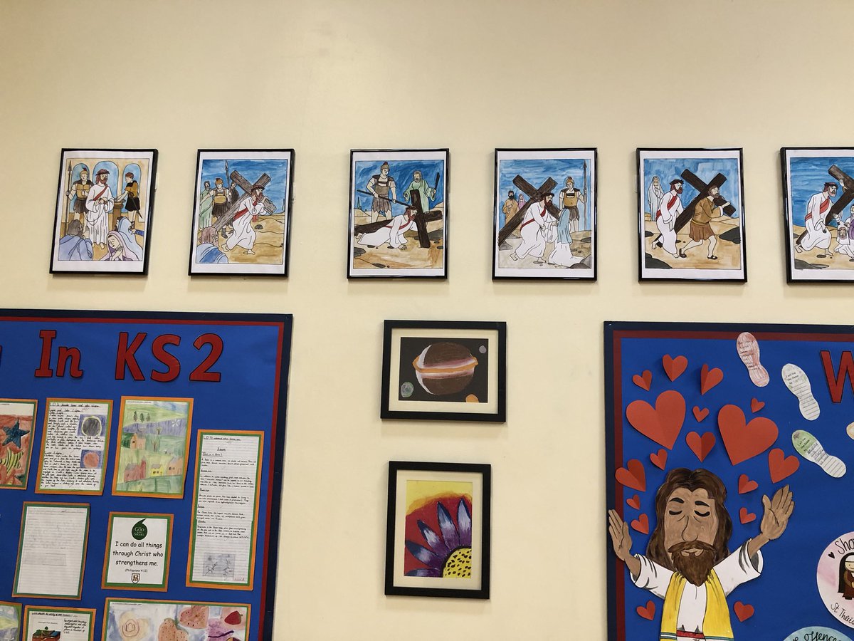 We proudly have our 14 stations of the cross up on display in our school hall. A huge well done to all the Y5/6 pupils that helped Mrs Sutton! @OLOLCatholicMAT @BishopPMcKinney