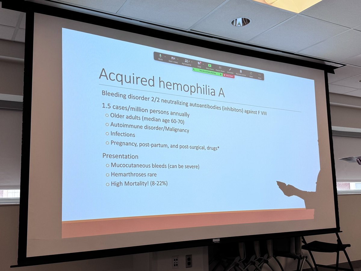 SethShayMartin's tweet photo. Another great learning experience at @OslerResidency Barker Firm Grand Rounds today

Thanks to Dr. Ian LeMaistre for leading us through a fascinating case of acquired hemophilia A https://t.co/Km5C9nkCcz