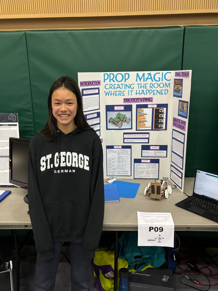 Hey <a href="/GEDSB/">Grand Erie District School Board</a> St. George student Brianna took part in the Bay Area Science and Engineering Fair in Hamilton last weekend. Brianna designed, built, coded, and tested a robot that is intended to make the task of moving stage props during a production more efficient. Way to go Brianna!