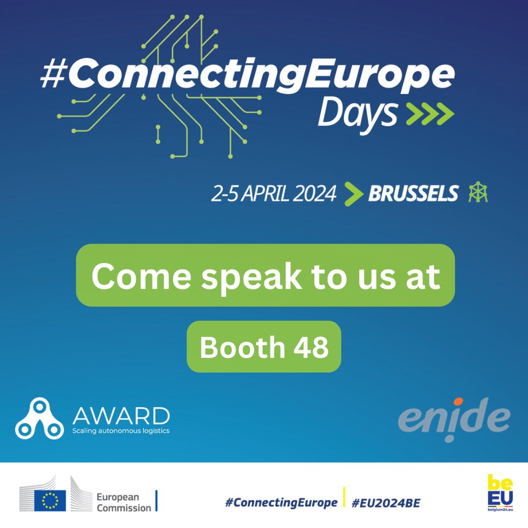 ENIDE (@enidesolutions) on Twitter photo ๐We're thrilled to announce that our colleagues, Flavia and Luca, will represent the <a href="/award_h2020/">AWARD-H2020</a> project at the #ConnectingEurope Days in Brussels!
๐๏ธ April 2-5, 2024
๐ SQUARE Brussels
๐Join them and other AWARD partners at booth number 48, Hall 1! <a href="/cinea_eu/">CINEA ๐ช๐บ</a> <a href="/Transport_EU/">EU Transport</a> ๐We're thrilled to announce that our colleagues, Flavia and Luca, will represent the <a href="/award_h2020/">AWARD-H2020</a> project at the #ConnectingEurope Days in Brussels!
๐๏ธ April 2-5, 2024
๐ SQUARE Brussels
๐Join them and other AWARD partners at booth number 48, Hall 1! <a href="/cinea_eu/">CINEA ๐ช๐บ</a> <a href="/Transport_EU/">EU Transport</a>