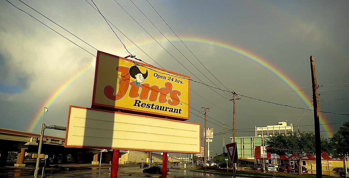 Randy Beamer (@randybeamer) on Twitter photo Wow! Could anything be more beautiful & #PuroSanAntonio than a complete #rainbow over a <a href="/JimsRestaurant/">Jim's Restaurants</a> & a <a href="/Whataburger/">Whataburger®</a>?! Maybe if an <a href="/HEB/">H-E-B</a> was next door. 🤔🌈 <a href="/klrn/">KLRN</a> Wow! Could anything be more beautiful & #PuroSanAntonio than a complete #rainbow over a <a href="/JimsRestaurant/">Jim's Restaurants</a> & a <a href="/Whataburger/">Whataburger®</a>?! Maybe if an <a href="/HEB/">H-E-B</a> was next door. 🤔🌈 <a href="/klrn/">KLRN</a>