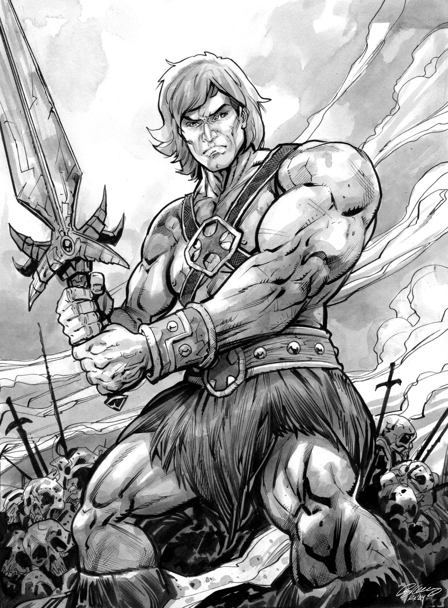 Masters of the Universe He-Man (2002 style) gray sketch for a patron