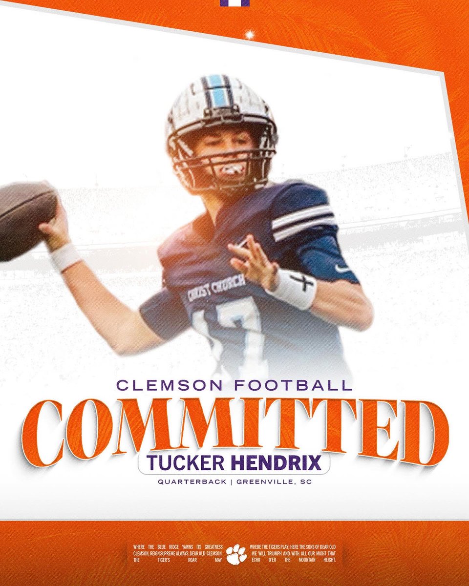 Tucker Hendrix (@tuckerhendrix4) on Twitter photo All in! Dream come true. I’m grateful for the opportunity to be a PWO and I’m excited to compete! <a href="/ClemsonFB/">Clemson Football</a> <a href="/CoachGRiley/">Garrett Riley</a> <a href="/SorrellsJordan/">Jordan Sorrells</a> <a href="/TajhB10/">Tajh Boyd</a> <a href="/Clements_TJC/">Tyler Clements</a> <a href="/HatfieldQuin/">Quin Hatfield</a> <a href="/Todd_C_08/">Todd Cunningham</a> <a href="/amanirichburg88/">Coach Cap</a> <a href="/Jdjacks45/">Joshua Jackson</a> <a href="/qbcoachrr17/">Ramon Robinson (RR Elite QB Academy)</a> All in! Dream come true. I’m grateful for the opportunity to be a PWO and I’m excited to compete! <a href="/ClemsonFB/">Clemson Football</a> <a href="/CoachGRiley/">Garrett Riley</a> <a href="/SorrellsJordan/">Jordan Sorrells</a> <a href="/TajhB10/">Tajh Boyd</a> <a href="/Clements_TJC/">Tyler Clements</a> <a href="/HatfieldQuin/">Quin Hatfield</a> <a href="/Todd_C_08/">Todd Cunningham</a> <a href="/amanirichburg88/">Coach Cap</a> <a href="/Jdjacks45/">Joshua Jackson</a> <a href="/qbcoachrr17/">Ramon Robinson (RR Elite QB Academy)</a>