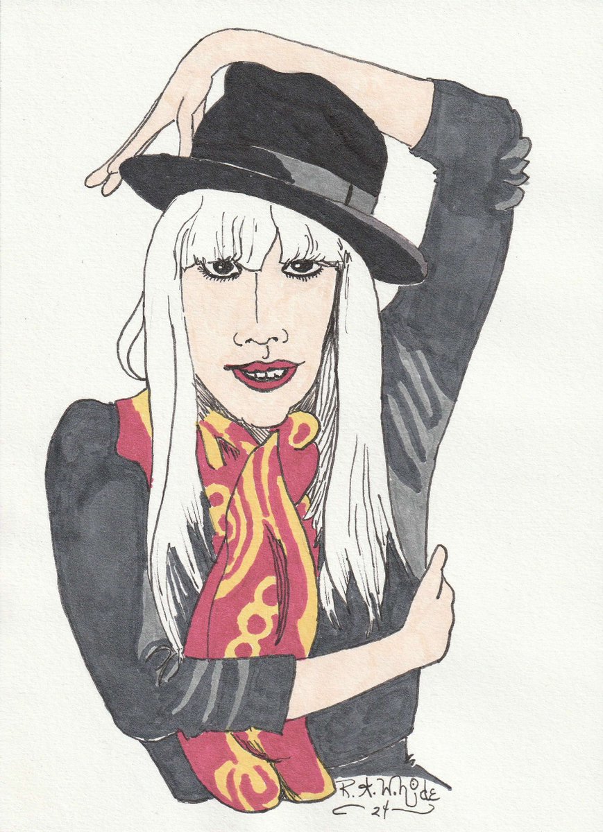 Happy birthday Lady Gaga!! (March 28) - ink and colored marker drawing. #art #artwork #draw #drawing #sketch #sketches #illustration #illustrationart #penandink #inkdrawing #inksketch #penandinkdrawing #cartoon #LadyGaga #singer #singers #RockStar