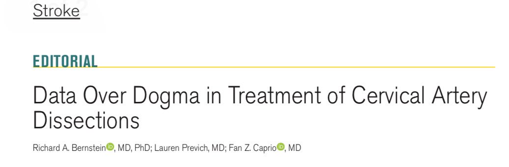 An excellent editorial by Rich Bernstein, Lauren Previch, & Fan Caprio highlighting insights & limitations of STOP-CAD and the need for more studies. ahajournals.org/doi/10.1161/ST… check out STOP-CAD published online. ahajournals.org/doi/10.1161/ST… @StrokeAHA_ASA @NMNeurons #dissection #stroke