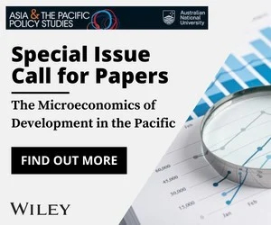 📢Submission closing this Saturday, 30 March!! 📢 The Asia & the Pacific Policy Studies journal is planning a special issue on “The Microeconomics of Development in the Pacific”. 📅 Notification of Acceptance: 30 August 2024 Submission guidelines: onlinelibrary.wiley.com/pb-assets/APPS…