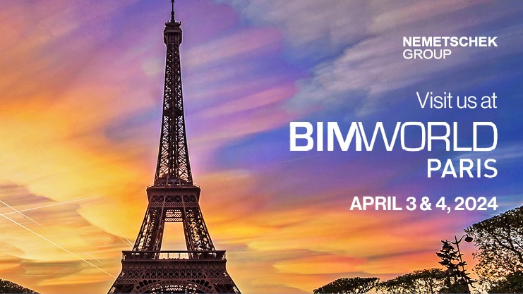 Meet us @BIM World Paris next week! The @Nemetschek Group will be exhibiting along with its brands @ALLPLAN, @Bluebeam, @dRofus, @Graphisoft, #dTwin, @SCIA.Official & @Solibri 👉 Booth B10. 👉 Keynote | April 3rd | 10.45 am CET by Yves Padrines & Alexia Courdurie
