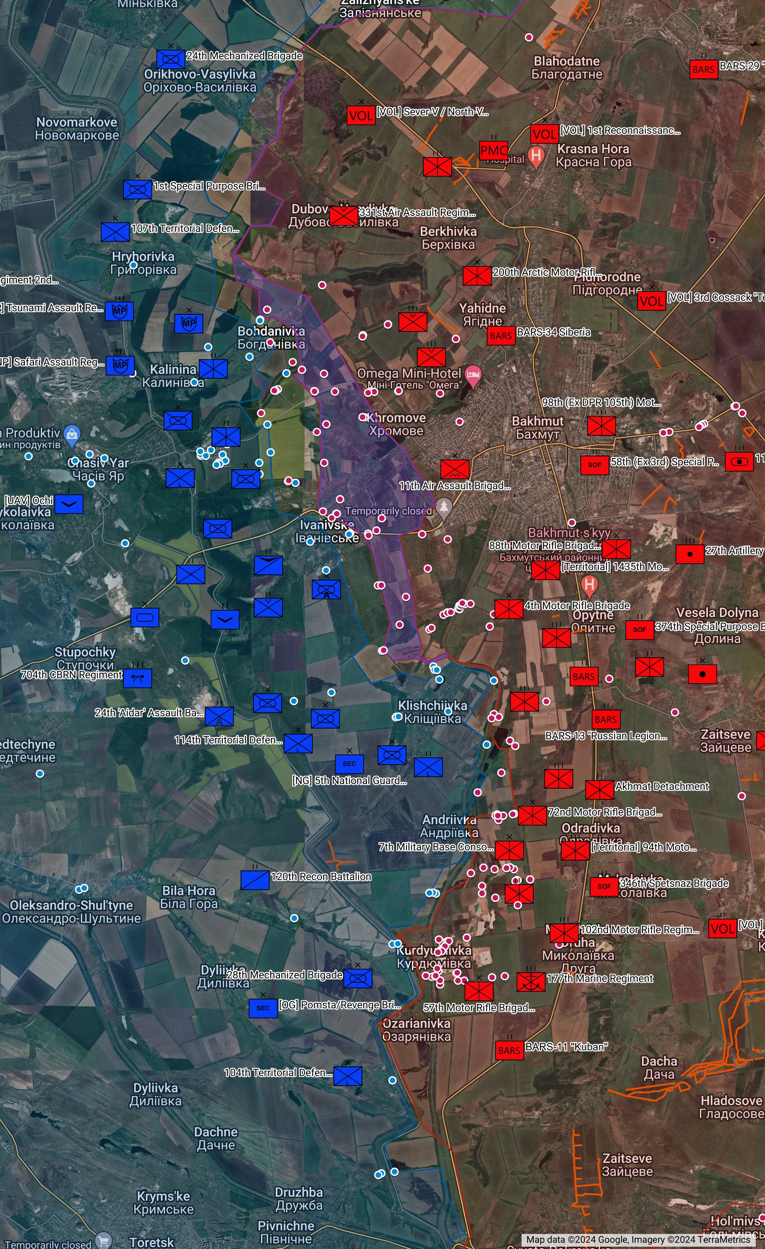 Bakhmut as of 27th March 2024