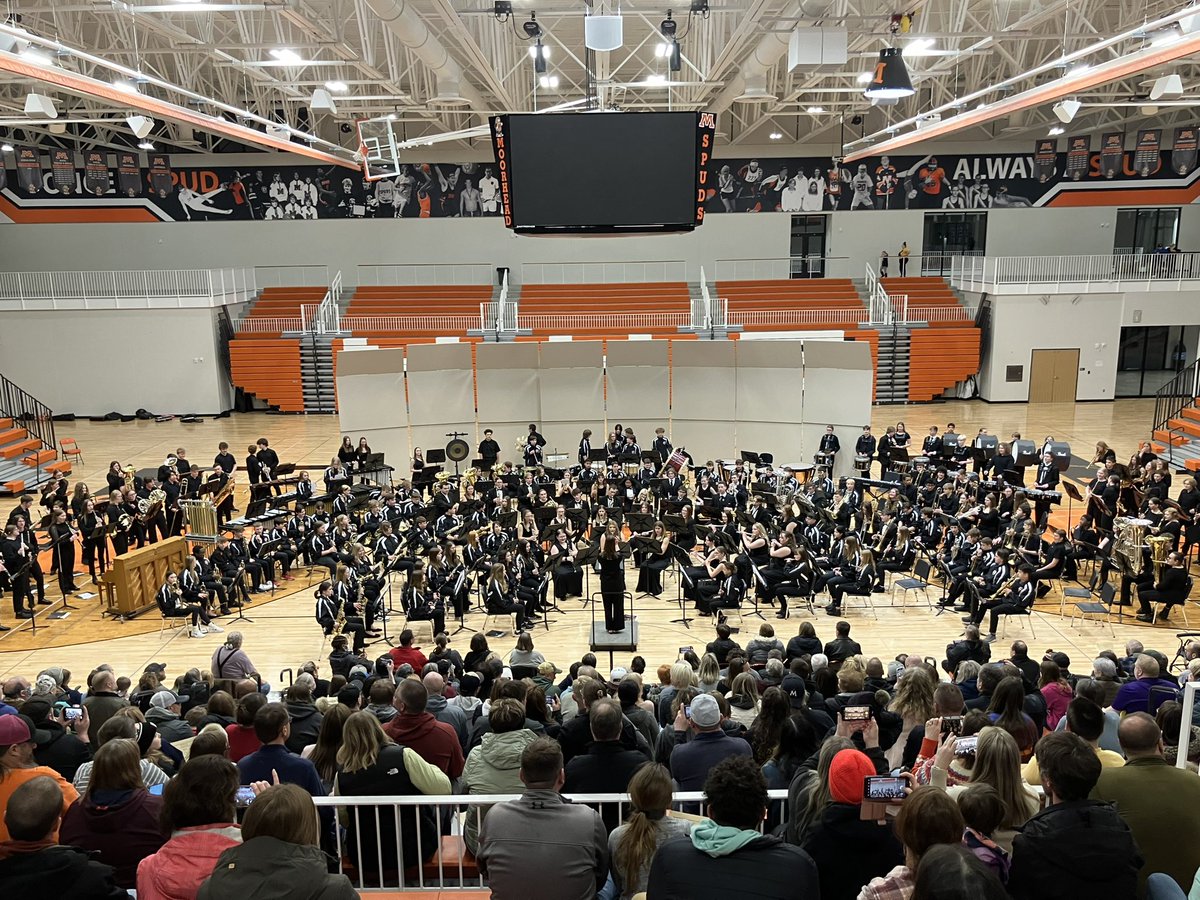 Last night’s annual joint @HZNSpuds 8th grade band concert with the @MHSSpuds bands culminating in a mass performance with all band students grades 8-12 is always one of our favorite days every year. #spudpride