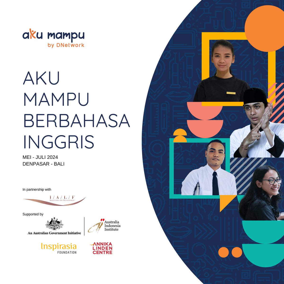 dnetworknews's tweet photo. Kesempatan bagi Penyandang Disabilitas di Bali untuk meningkatkan kemampuan Bahasa Inggris! Aku Mampu Berbahasa Inggris 2024 merupakan seri edukasi yang disponsori oleh #AusIndoInstitute yang merupakan inisiatif dari @dfat, dan @Inspirasia serta Annika Linden Centre! https://t.co/mpPCgBjcmj