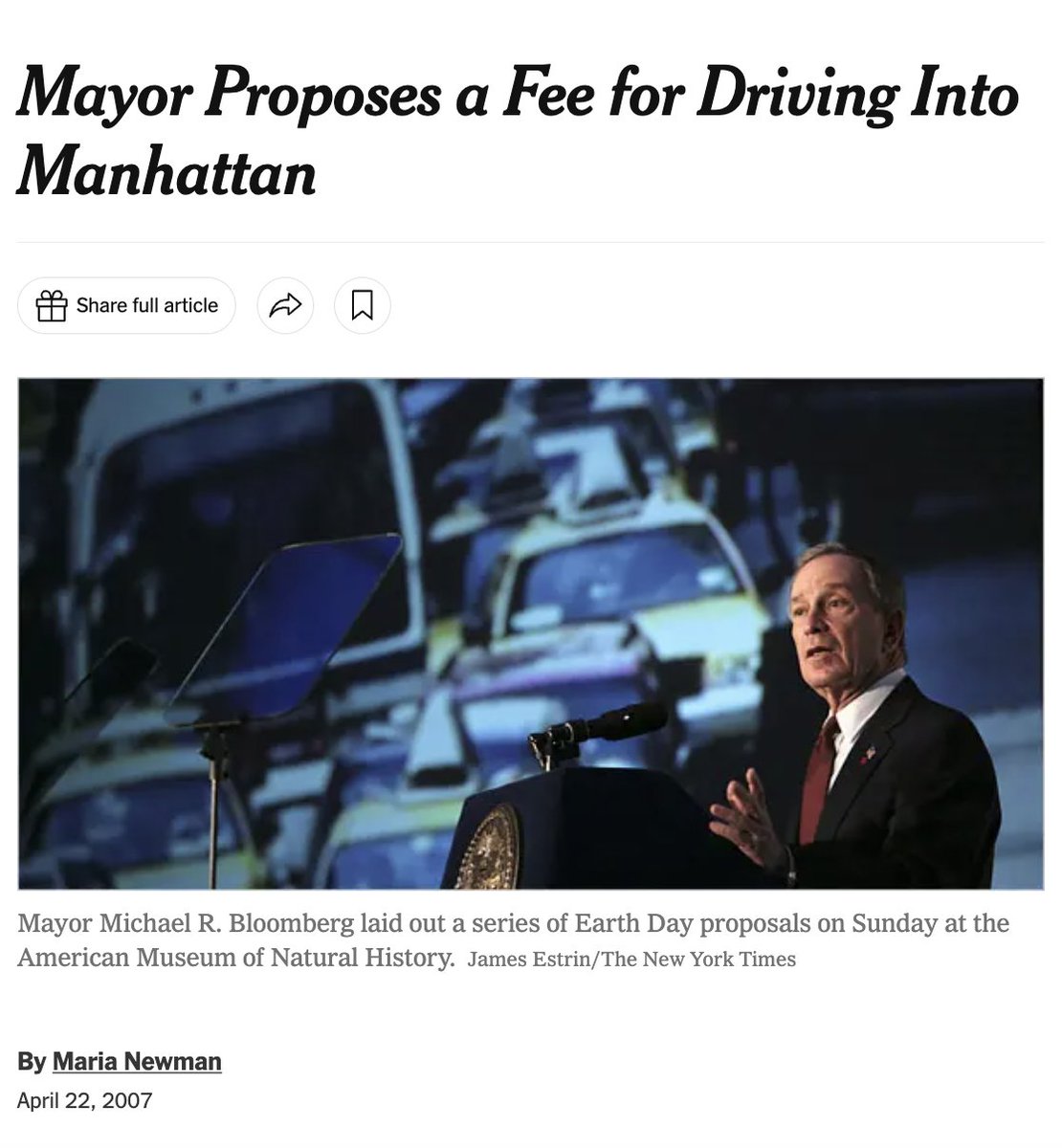 I was Mayor @MikeBloomberg’s comms director back in 2007 when he first called for #congestionpricing. It’s been a New York minute—roughly 17 years—but its amazing to see NYC on the precipice of doing something big and hard and good. nytimes.com/2024/03/27/nyr…… #TimeToLead