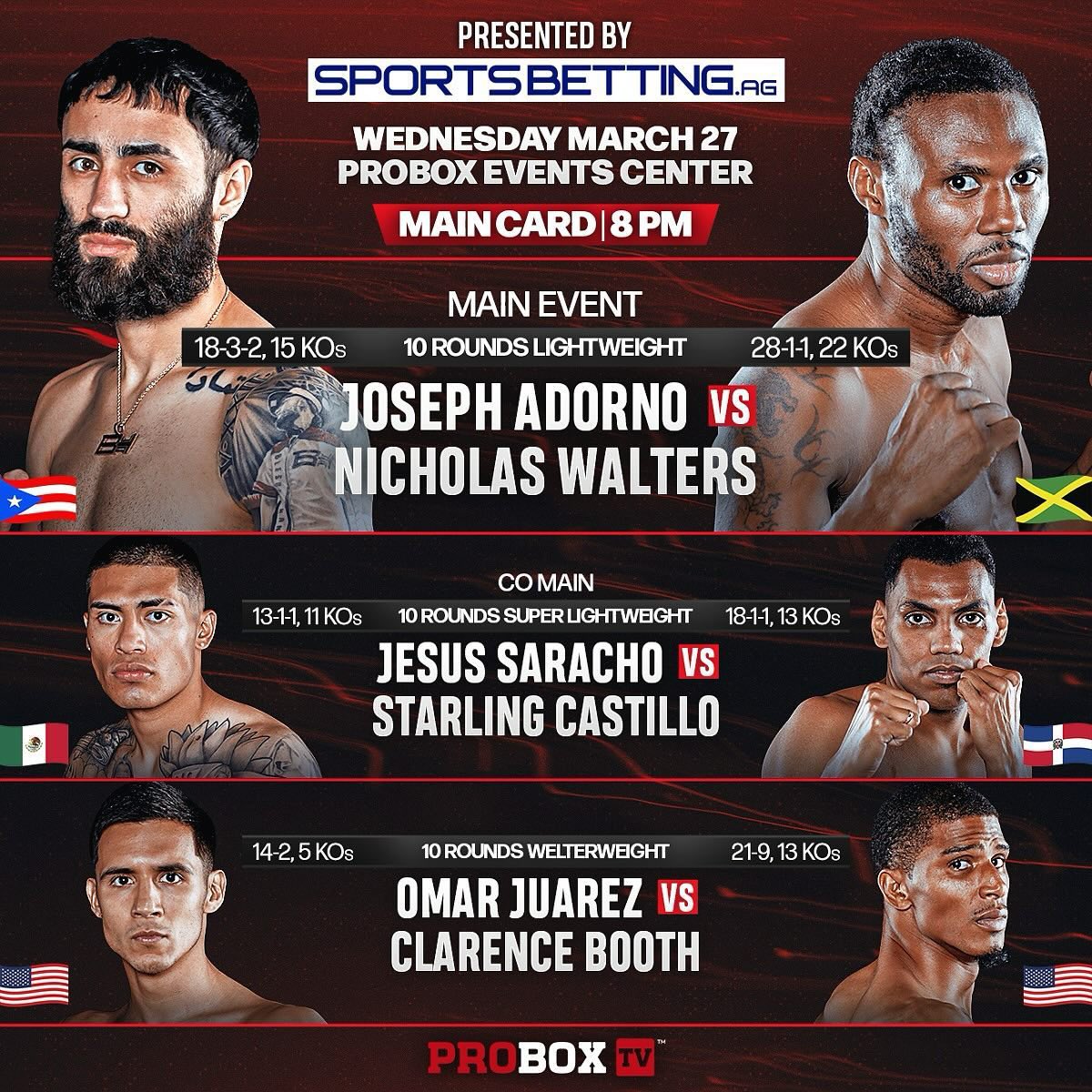 CSTodayNews's tweet image. Pro Box: Wednesday Night Fights is LIVE 🥊

#ProBox | #AdornoWalters