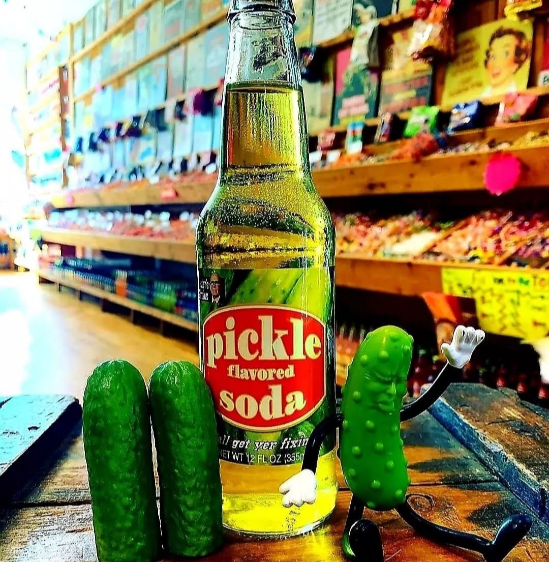 We relish the opportunity to show you our Pickle Soda! 🥒 #RocketFizz #lestersfixins #picklesoda #pickles *products vary by location*