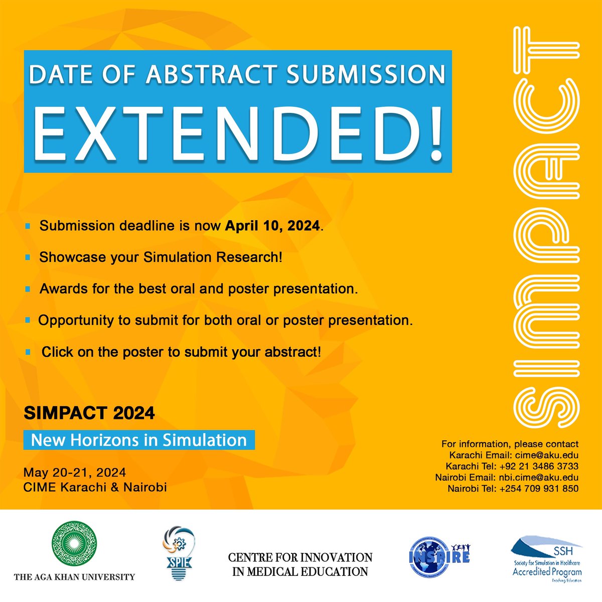 Let’s keep ‘em coming! Announcing an extension to the abstract submission date to the regions 1st hybrid international simulation conference, co-hosted across 2 continents! Great visibility for your research, and opportunities for learning 📖and collaboration🤝! #SIMPACT2024