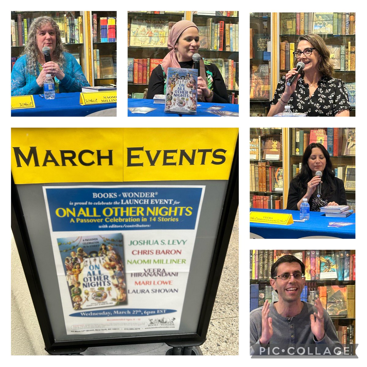 aslan_magic's tweet photo. What an amazing launch event @BooksofWonder! 
Featuring @naomimilliner @JoshuaSLevy @VeeraHira @marilwrites Laura Shovan- 
engaging, entertaining, informative presentation. 
How do you spell “matzah?” 😁
Can’t wait to read &amp; share with MG readers! https://t.co/PbRAAnlulN
