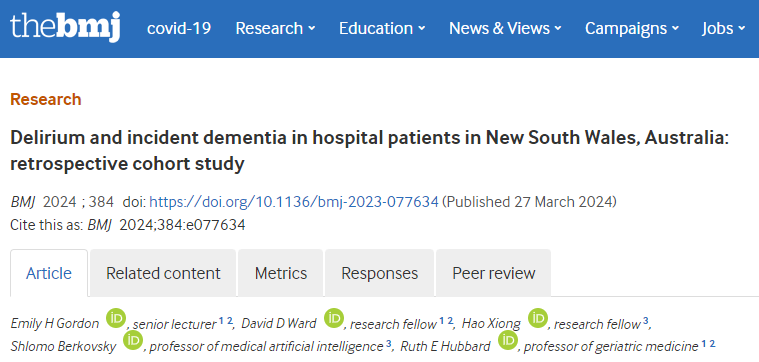 Australian Frailty Network (@ausfrailty) on Twitter photo Landmark study by the AFN/<a href="/UQ_News/">UQ News</a>/<a href="/Macquarie_Uni/">Macquarie University</a> links delirium and dementia. Our analysis of over 600k patients in NSW reveals patients with delirium had a 39% higher risk of death and 3x the risk of dementia.
<a href="/DrEHGordon/">Emily Gordon</a> <a href="/David_D_Ward/">David Ward</a> <a href="/ProfREHubbard/">Prof Ruth E Hubbard</a>
shorturl.at/aitA9 Landmark study by the AFN/<a href="/UQ_News/">UQ News</a>/<a href="/Macquarie_Uni/">Macquarie University</a> links delirium and dementia. Our analysis of over 600k patients in NSW reveals patients with delirium had a 39% higher risk of death and 3x the risk of dementia.
<a href="/DrEHGordon/">Emily Gordon</a> <a href="/David_D_Ward/">David Ward</a> <a href="/ProfREHubbard/">Prof Ruth E Hubbard</a>
shorturl.at/aitA9