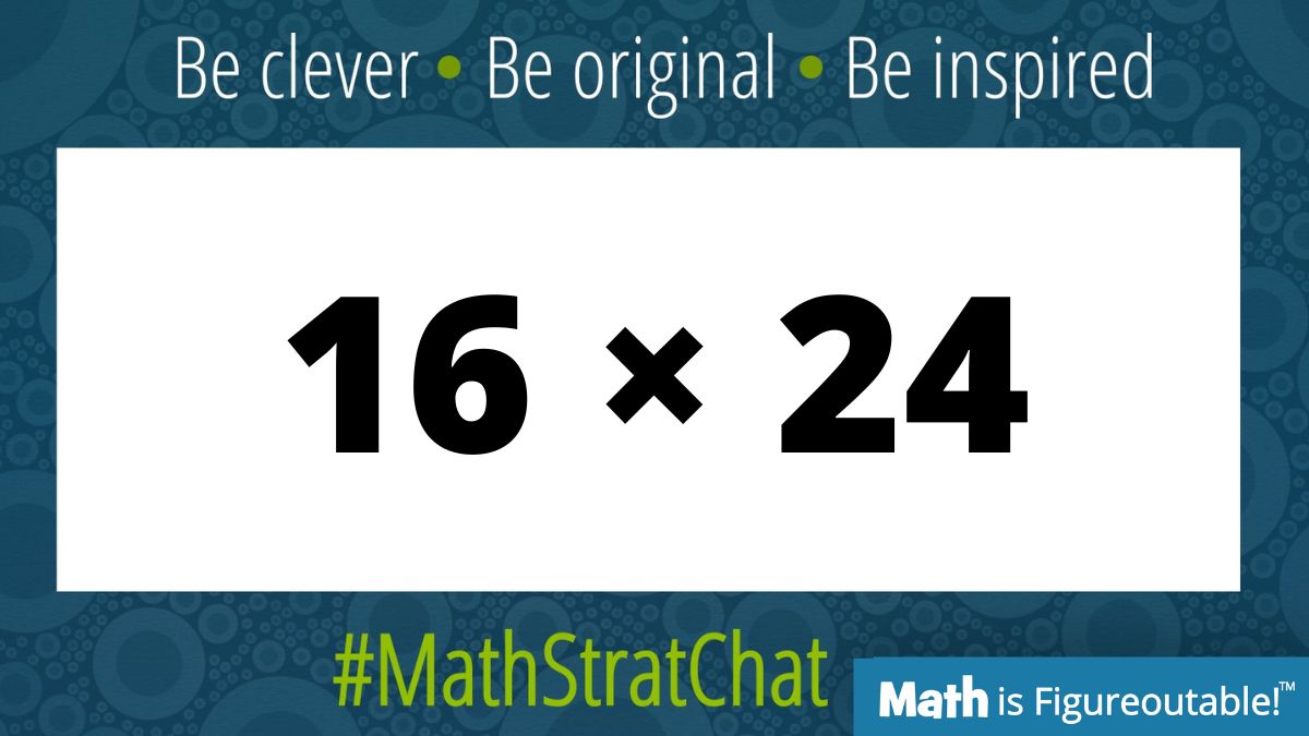 It's time for #MathStratChat!

Rules: post your favorite or a clever solution! It's also fun to comment on other's strategies.

Tell us about your reasoning. 

Like/Retweet so others can see! 

#MathIsFigureOutAble #MathChat #MTBoS #ITeachMath #MathEd #Mathematics