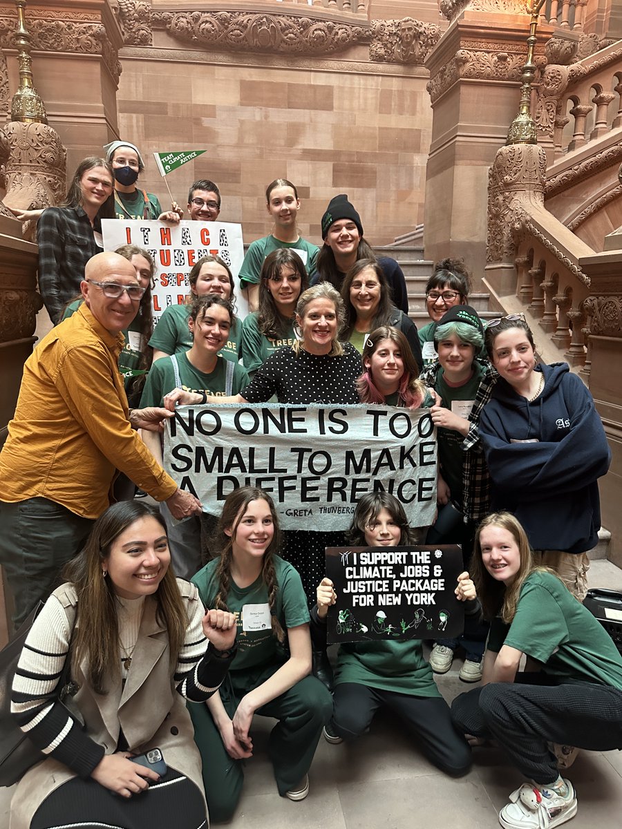 Climate change stands as the largest long-term threat to New Yorkers and our youth know it! Grateful to stand with youth advocates from our area and across NYS to advocate for the #ClimateJobsJustice  legislative package!