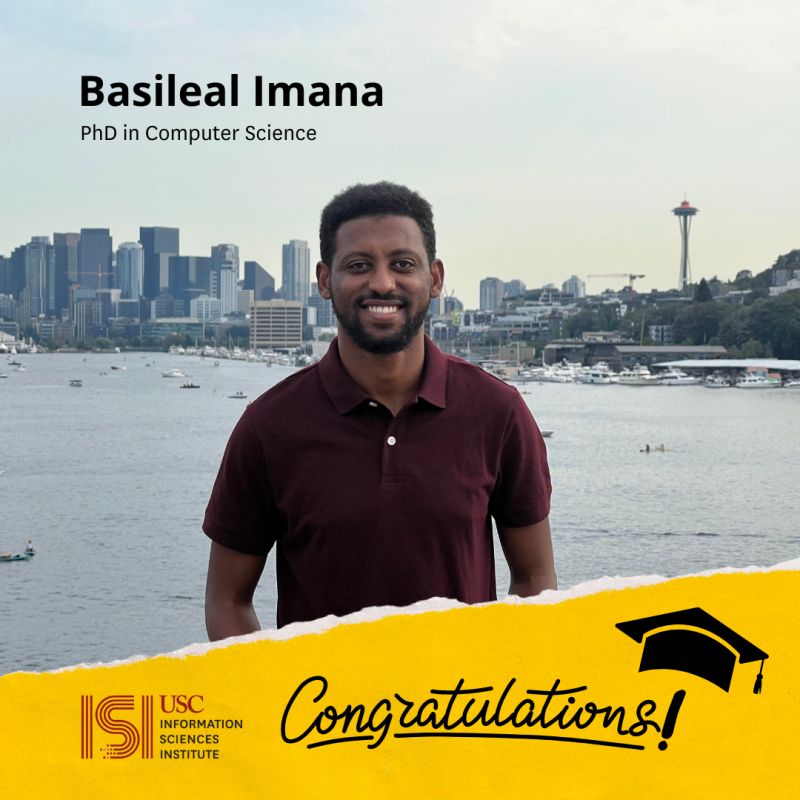 Join us in congratulating our graduating ISIers! @basilealyos has earned a PhD in Computer Science under advisor John Heidemann. ⁠He is doing a postdoc at Princeton University’s Center for Information Technology Policy! ⁠Read more: bit.ly/4au3Ysd @USCViterbi @USC
