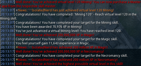 IsolatedNerd's tweet photo. 120 mining, 200m magic and 200m necromancy completed! 1puts me at 7/29 120s and 8/29 200m skills. https://t.co/06kS50D2Bc