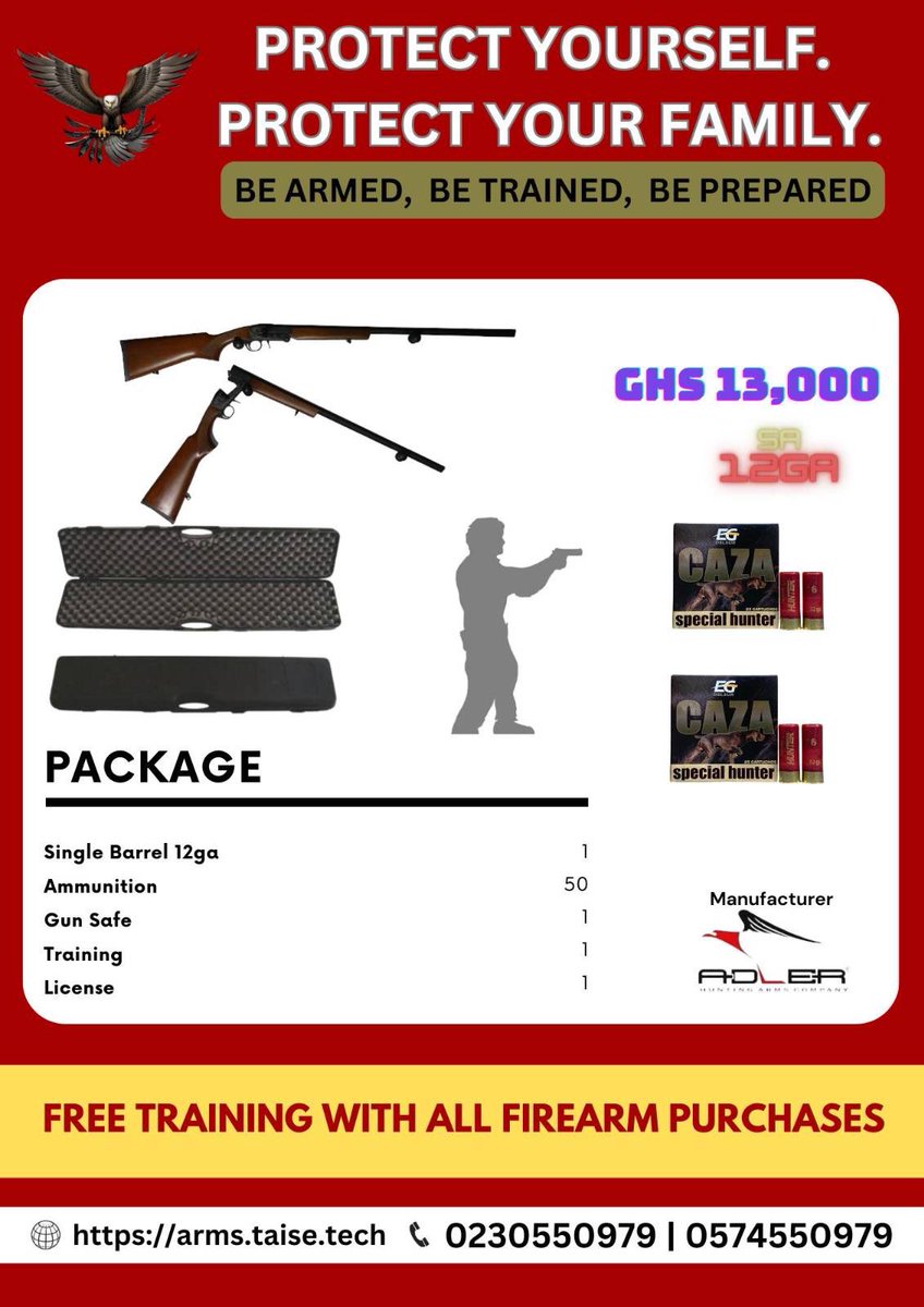 TacticalInSec's tweet image. 🔫 Elevate your security with our exclusive Firearm Package:
1 Premium Weapon
50 Cartridges
1 Sturdy Safe
1 Training Session
1 LicenseStay protected. 

Contact us now! 

#TacticalSecurity #FirearmPackage 🛡️