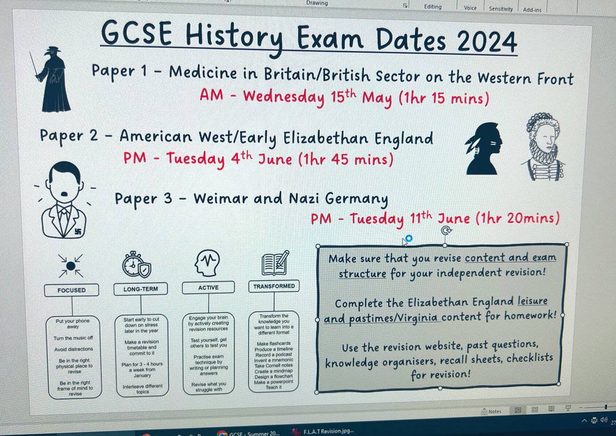 These went up down the humanities corridor today! ⏰ Also incorporated @KKNTeachLearn ‘s great F.L.A.T revision strategy! #Revision #Exams #Teacher #Year11 🍎