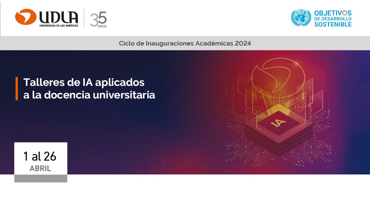 #IA Inscríbete en los talleres gratuitos de Inteligencia Artificial para académicos de Educación Superior, que se dictarán en forma online durante abril, en el marco del Ciclo de Inauguraciones Académicas 2024 de Universidad de Las Américas: udla.cl/ciclo-de-inaug… #UDLA