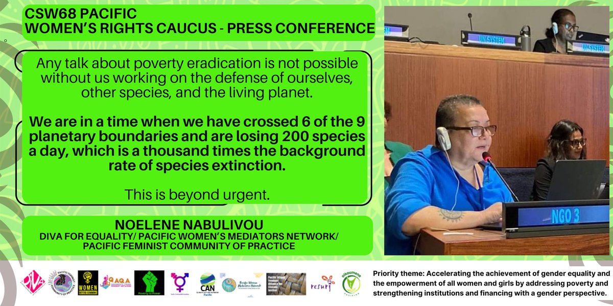 Women Rights Caucus Statement on the CSW68 Agreed Conclusions: Read more here: fosfeminista.org/media/wrc-stat… #CSW68 #CSW68Pacific #PacificFeministDefendingTheLivingPlanet #FeministsForALivingPlanet #PovertyToPowerPacific