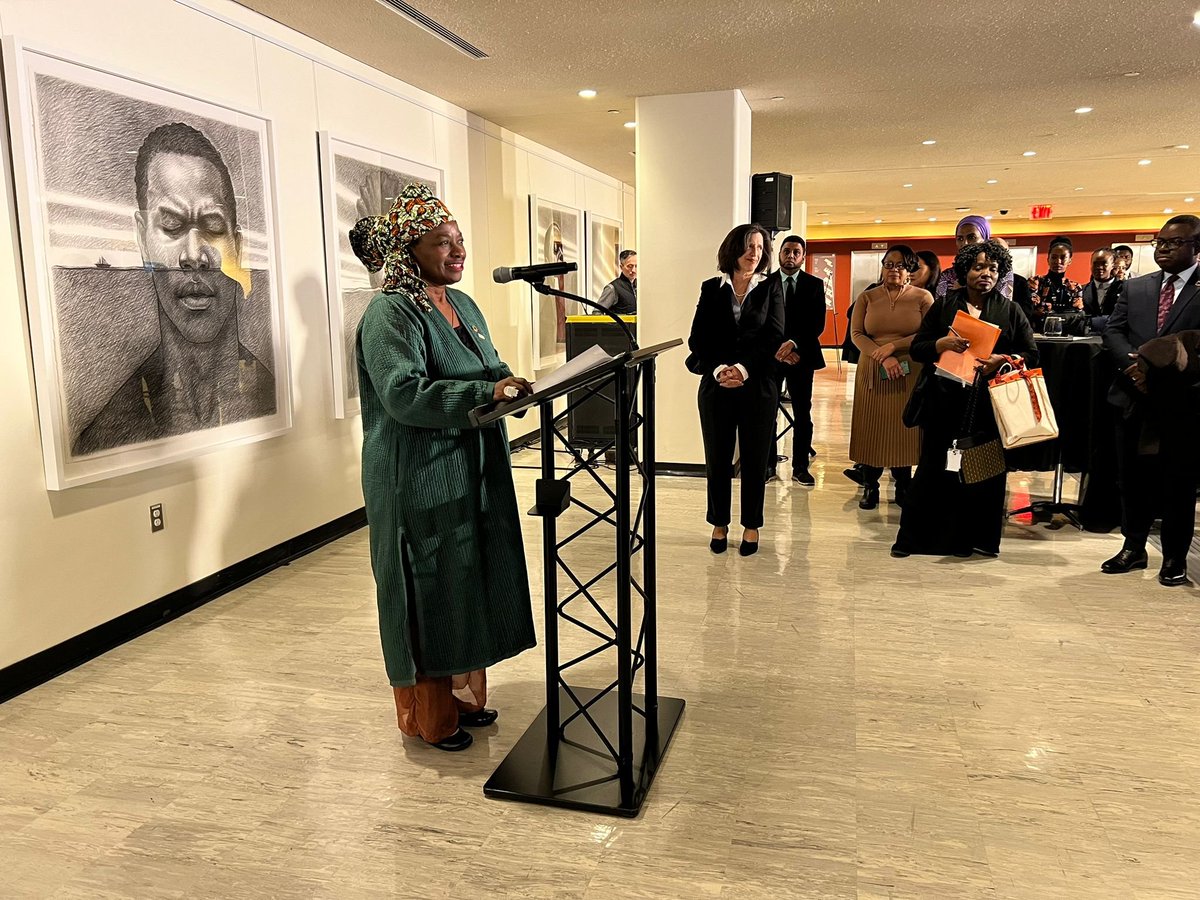 rememberslavery's tweet photo. Congrats to @UNFPA &amp; artist Donovan Nelson on their powerful new "Ibo Landing" exhibit at the UN, honoring Africans who fought slavery. Their resistance was part of a wider quest for liberty - one that won't end until we defeat racism. Today and every day, we remember them. https://t.co/njzMKRCAe1