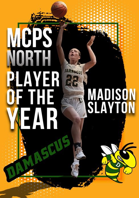 More congrats to <a href="/madison25s/">Madison s</a> for being named MCPS North Player of the Year. Madison averaged 14 ppg and 14.4 rpg, including 26 rebounds in one game earlier in the season. She also led the team with 3 steals a game 🐝🏀