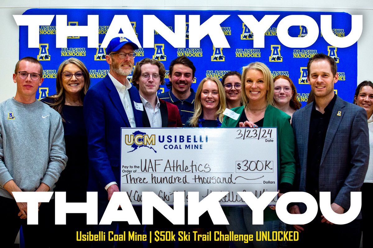 YOU'RE ALL AMAZING. Thank you to the 49 donors who helped unlock the UCM $50k Ski Trail Challenge to bring their total support to $300,000! Additional support can still be given using the link below! 🔗 >> bit.ly/ucmustdgd24 #NanookNation x #49HoursForAlaska
